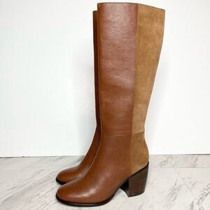 Paige Caroline Brown Leather Suede Heeled Knee High Boot 9